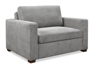 Fauteuil-lit Dusk de 52 po en tissu d’apparence lin avec accoudoirs rectilignes - gris