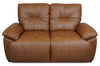Causeuse à inclinaison électrique Bello de 67 po en tissu d’apparence cuir - brune
