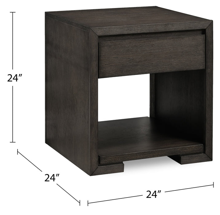 Table de bout Zelda de 24 po avec rangement et tablette - moka chaud