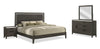 Ensemble de chambre à coucher Sable gris foncé 6 pièces avec lit, commode, miroir et table de nuit - format très grand lit