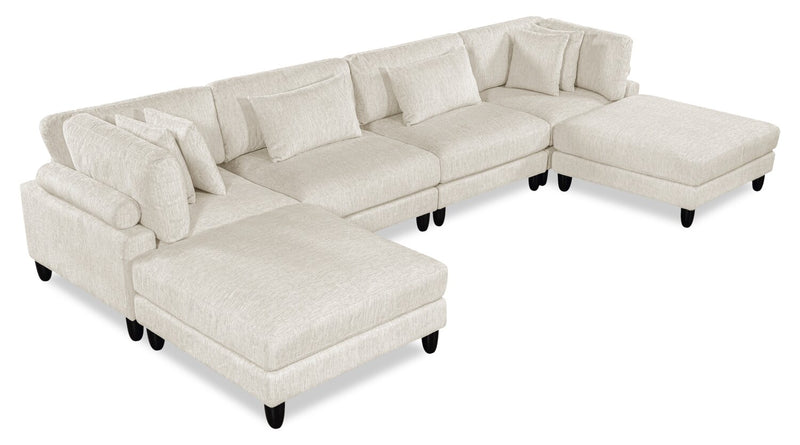 Sofa sectionnel modulaire Lounge 6 pièces en chenille - beige 