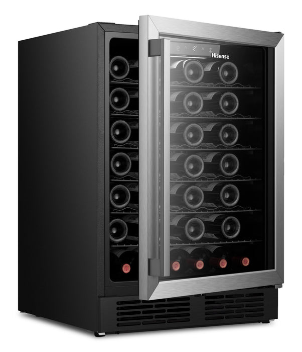 Refroidisseur hybride à boissons et à vin Hisense de 5,4 pi3 pour 54 bouteilles avec porte réversible - noir - HWS054B1ASD