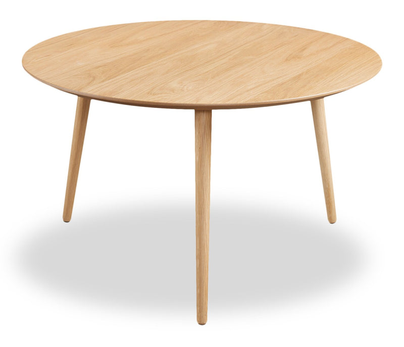 Table à café moderne Viola de 29,5 po avec dessus rond - chêne naturel