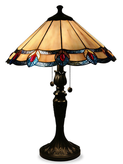 Magnolia Table Lamp with Tiffany Glass Shade – Antique Bronze | Lampe de table Magnolia avec abat-jour en verre de style Tiffany - bronze antique