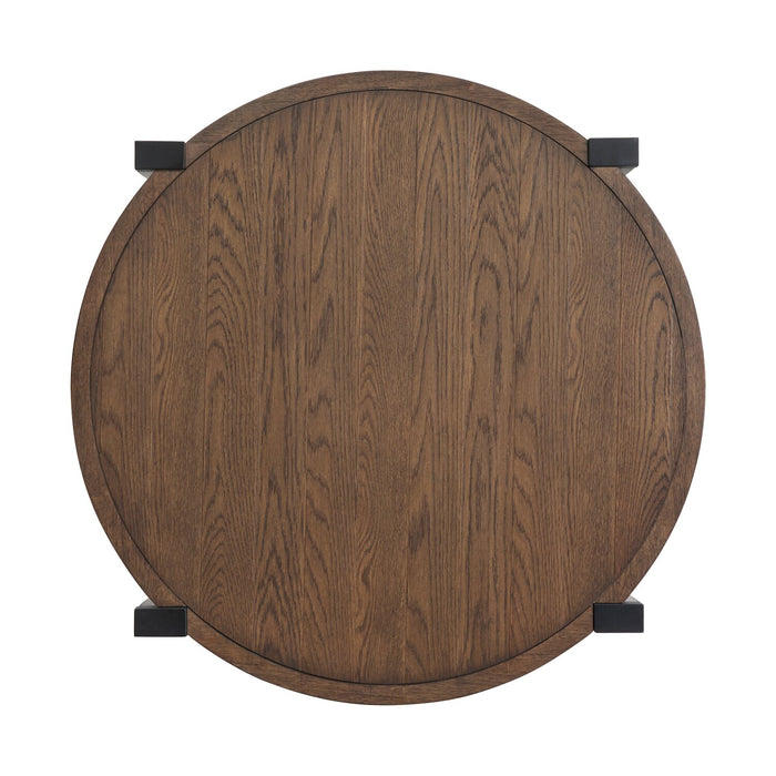 Table à café ronde Gordon de 38 po en bois massif - brune