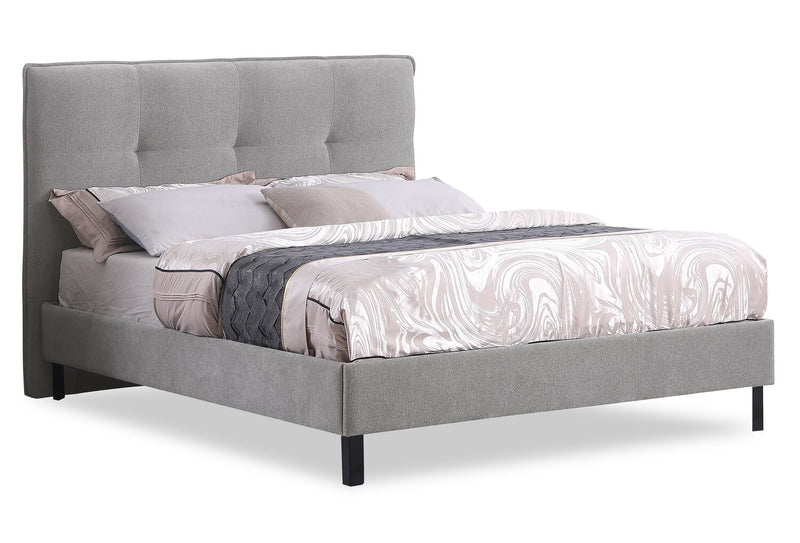 Tête de lit rembourrée Amos en tissu gris capitonné - format lit double