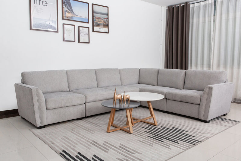 Sofa sectionnel Vault 5 pièces avec causeuse-lit et fauteuils de rangement - gris