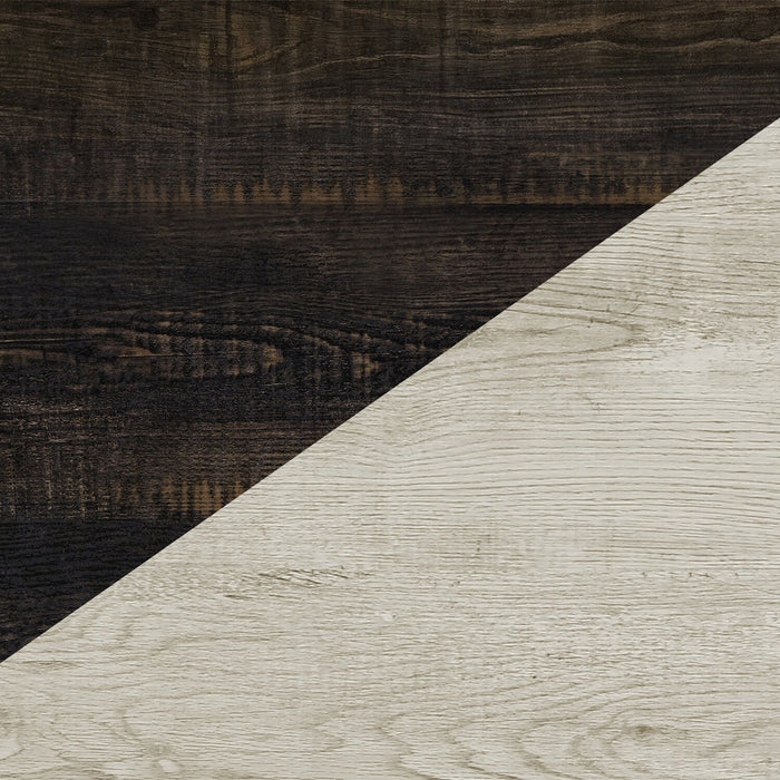 Lit à panneaux Clara avec tête de lit et cadre de lit, chêne blanchi et brun - format grand lit