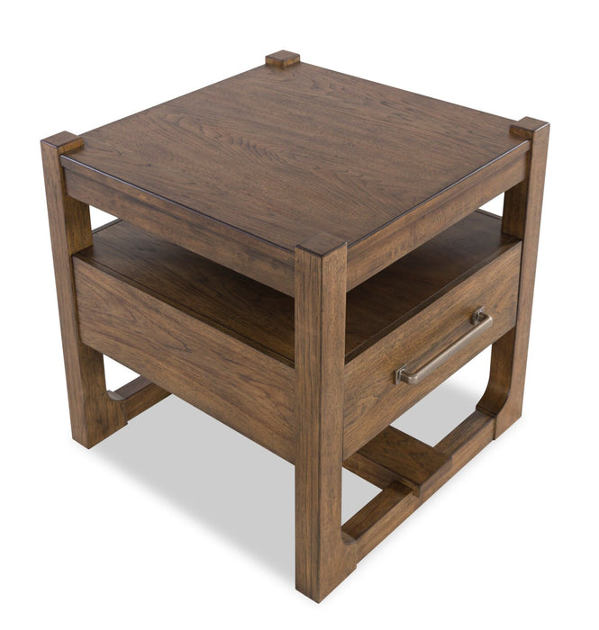 Table de bout Gideon de 24 po de style champêtre en bois massif - brun