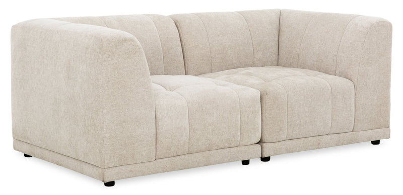 Causeuse modulaire Oaklyn de 77 po en tissu avec coussins de siège capitonnés - beige