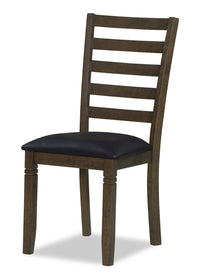  Chaise de salle à manger Devon en tissu de cuir végétalien et en bois - brun foncé