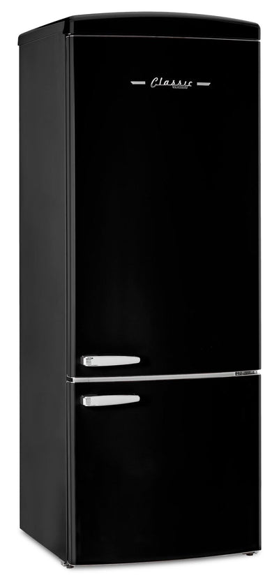 Unique Classic Retro 28" 17 Cu Ft. Bottom Mount Refrigerator - Black - UNQ-455L B AC | Réfrigérateur Classic Rétro d’Unique de 28 po et de 17 pi3 à congélateur inférieur - noir - UNQ-455L B AC