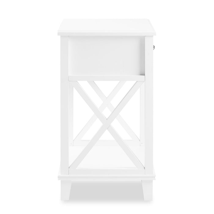 Table de nuit Elle de 18 po (l) x 25,75 po (H) à 1 tiroir - blanche