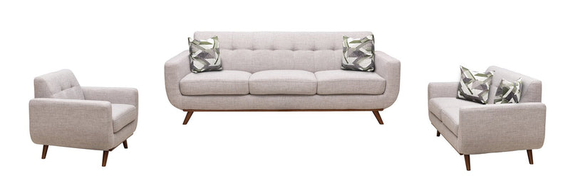 Fauteuil Freeman Kort & Co. de 37 po en tissu d’apparence lin avec pattes en bois et coussin de dossier capitonné - blanc colombe