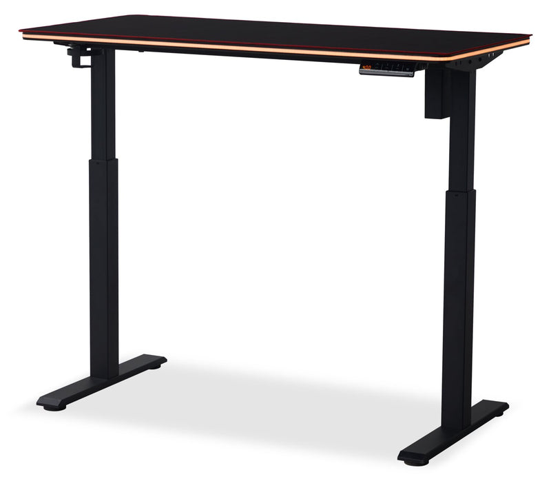 Bureau de jeu Finch de 47 po avec réglage électrique de la hauteur et éclairage à DEL RVB - noir
