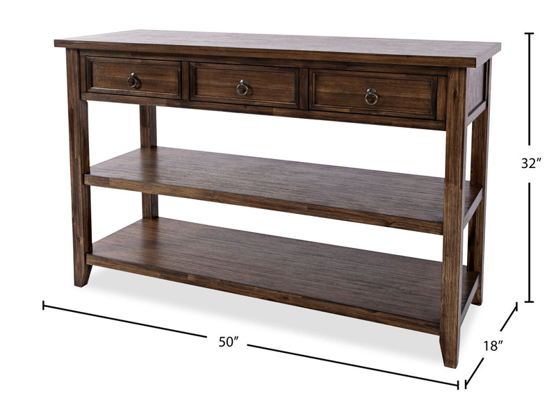 Table de salon Branson de 50 po avec rangement et tablette - brun foncé