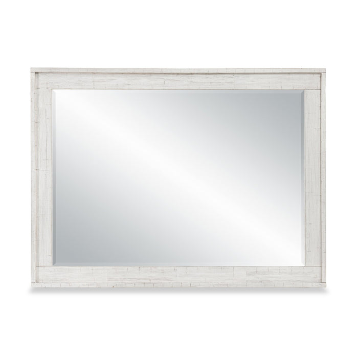 Ensemble de chambre à coucher Haven 5 pièces blanc avec lit à panneaux, commode et miroir - format très grand lit
