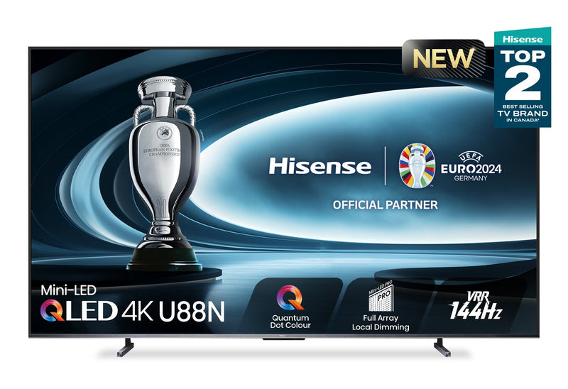 Téléviseur intelligent QLED à mini DEL de Hisense UHD 4K de 100 po à 144 Hz avec HDR10+, Dolby VisionMC et Google TVMC (100U88N)