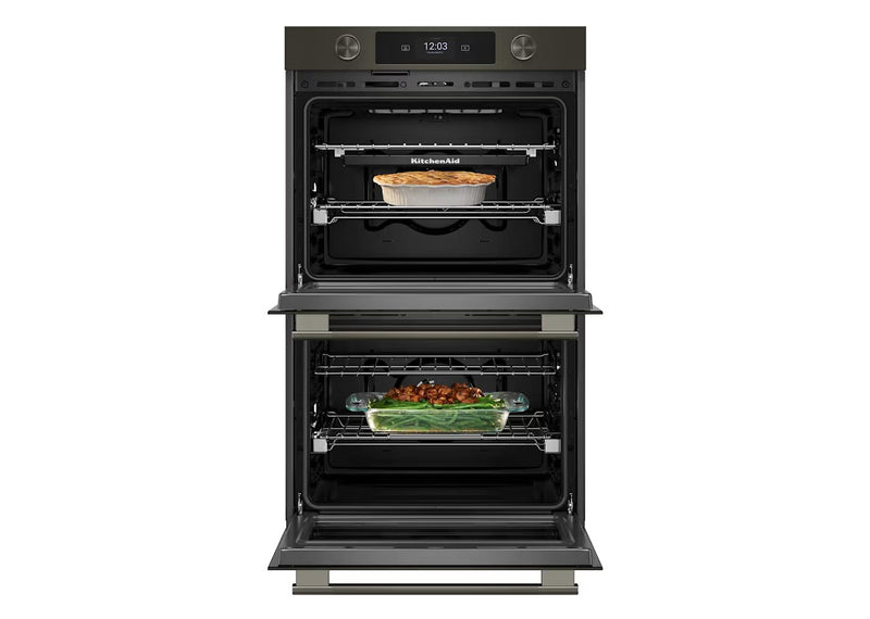 Four mural double intelligent électrique KitchenAid de 30 po avec caméra de cuisson intelligente – Black Ore - KOED930SBE