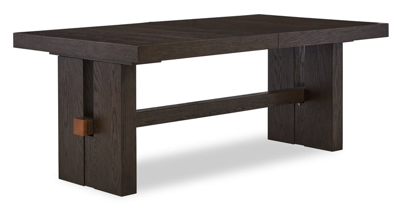 Ensemble de salle à manger Metro 7 pièces avec table, rallonge de 72 po à 90 po (L), base à tréteaux et 6 chaises - brun