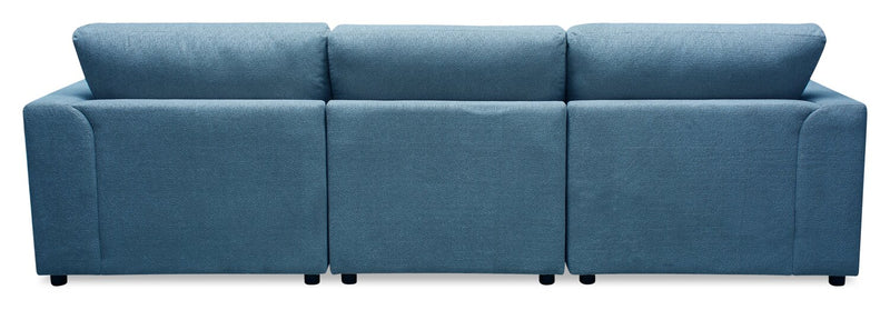 Sofa sectionnel modulaire de droite Voyage 3 pièces en tissu avec coussins de dossier amovibles - bleu