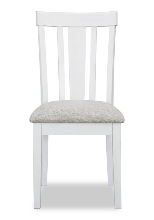 Ensemble de salle à manger Brook 5 pièces avec table ronde, rallonge de 42 po à 54 po (L) et 4 chaises - blanc et brun