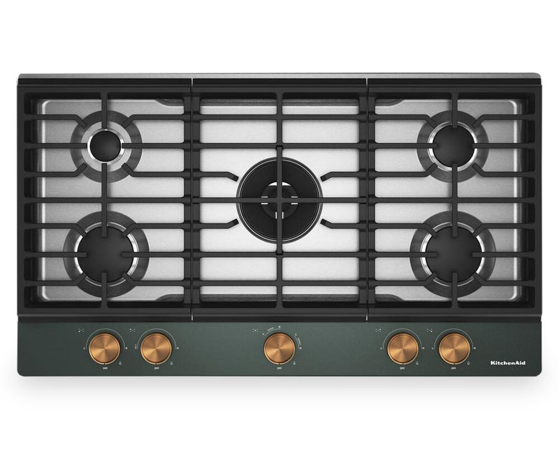 Surface de cuisson à gaz sur métal KitchenAid avec grille pour wok intégrée - genièvre - KCGK736SJP