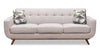 Sofa Freeman Kort & Co. de 88 po en tissu d’apparence lin avec pattes en bois et coussins de dossier capitonnés - blanc colombe