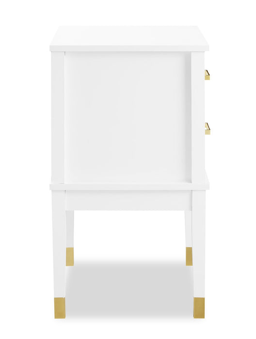Table de nuit Alia de 18 po (l) x 25,75 po (H) à 2 tiroirs avec touche dorée - blanche