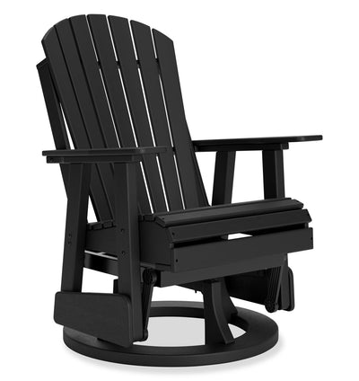 Lake Outdoor Patio Glider Swivel Chair - High Density Plastic, Weather Resistant – Black | Fauteuil pivotant et coulissant Lake pour la terrasse à l’extérieur -  plastique haute densité, résistant aux intempéries - noir