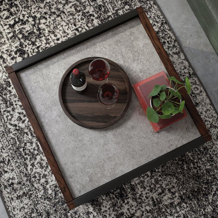 Table à café moderne Benson de 31 po avec rangement - brun foncé et grise