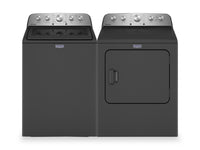  Laveuse à chargement par le haut de 5,5 pi3 avec turbine PowerMC et sécheuse à gaz de 7 pi3 avec vapeur de Maytag - noir volcan 