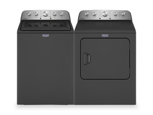 Laveuse à chargement par le haut de 5,5 pi3 avec turbine PowerMC et sécheuse à gaz de 7 pi3 avec vapeur de Maytag - noir volcan