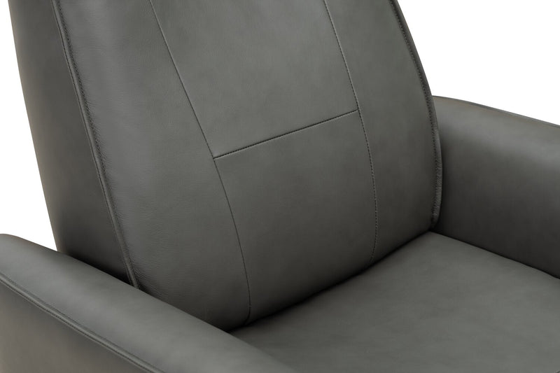 Fauteuil de massage à inclinaison électrique Serene de 31 po en cuir véritable avec appuie-tête électrique et siège chauffant - gris