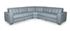 Sofa sectionnel à inclinaison électrique Geneva 3 pièces en cuir véritable avec appuie-têtes électriques et port USB - bleu piscine