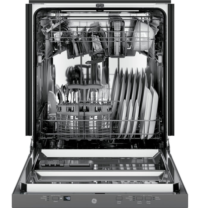 Lave-vaisselle GE de 24 po et de 51 dBA avec commandes sur le dessus et broyeur d’aliments solides PiranhaMC - acier inoxydable - GDT225SSLSS