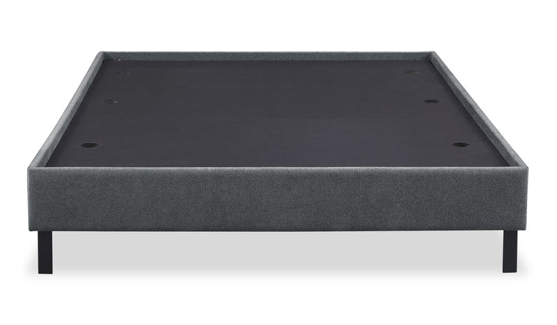Lit plateforme Amos rembourré en tissu anthracite avec tête de lit à canaux - format grand lit