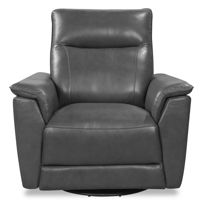 Fauteuil berçant, pivotant et à inclinaison électrique Angelo de Château d’Ax de 38,58 po en cuir véritable - gris