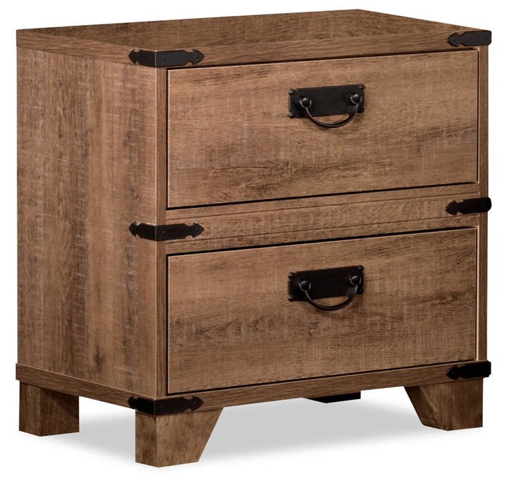 Ensemble lit matelot Driftwood 6 pièces avec tête de lit de rangement, commode, miroir et table de nui, brun - format lit simple