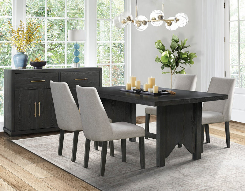 Ensemble de salle à manger Emery 5 pièces en bois avec table, rallonge, 72 po à 96 po (L) et 4 chaises - noir et gris