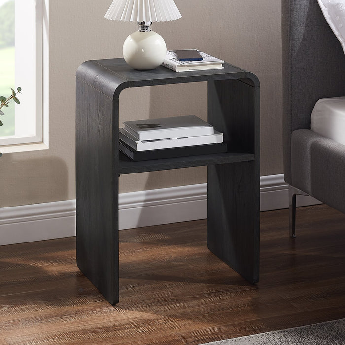 Table de nuit Odin de 18 po (l) x 25,75 po (H) avec tablette de rangement - noire