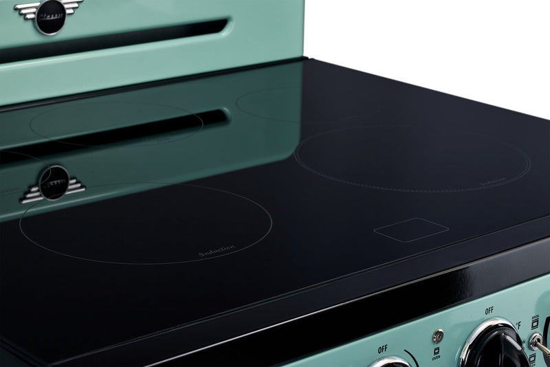 Cuisinière à induction Classic Rétro par Unique de 30 po et de 3,9 pi3 - turquoise brume marine - UNQ-30CR IC T