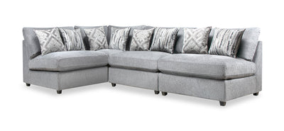Scott Living Evolve Modular 4-Piece Linen-Look Fabric Sectional with Feather Down Cushions - Grey | Sofa sectionnel modulaire Evolve de Scott Living 4 pièces en tissu d’apparence lin avec coussins en duvet et plumes - gris