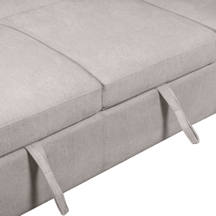 Sofa-lit sectionnel de gauche Envy 5 pièces en tissu de chenille avec fauteuil long de rangement - gris brouillard