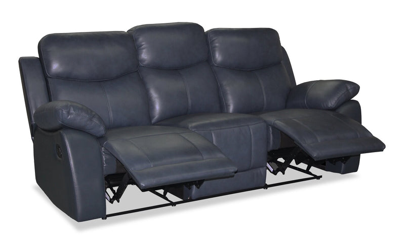 Sofa inclinable Corbin de 84,65 po en cuir véritable de qualité supérieure - bleu