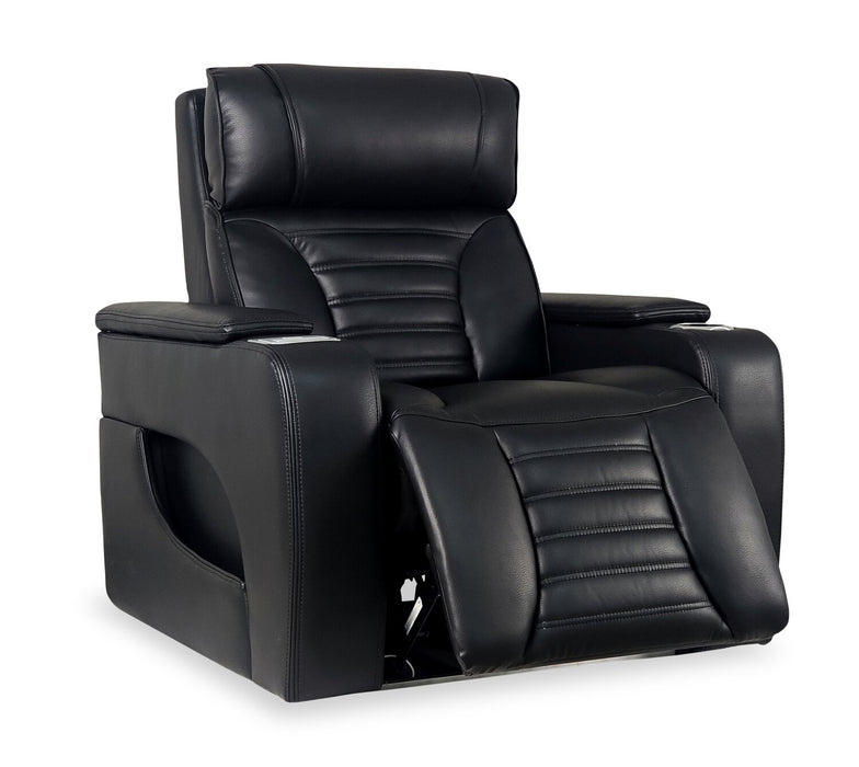 Fauteuil de massage à inclinaison électrique Zen de 40 po en similicuir avec appuie-tête électrique et siège chauffant - noir