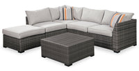  Ensemble Victoria 4 pièces pour la terrasse à l’extérieur avec causeuse, fauteuil sans accoudoirs - gris