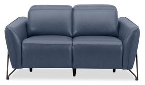 Causeuse à inclinaison électrique Riviera en cuir véritable de qualité supérieure - bleu