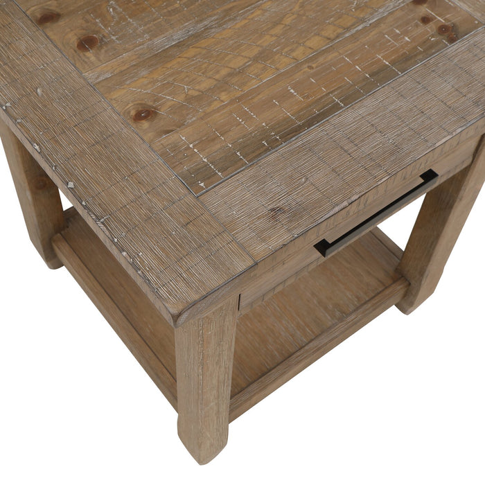 Table de bout rustique Cedar de 24 po avec tiroir de rangement - pin naturel