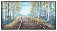 Œuvre d’art acrylique « Railroad Home » sur toile - 31 po x 60 po